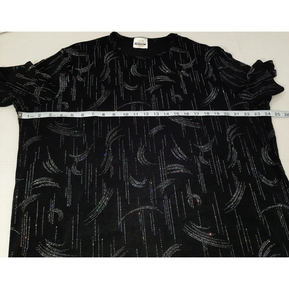 Vintage 90s Rainbow Glitter Top Womens 1X Black Whimsigoth Boho Fairy Grunge - Picture 8 of 9
